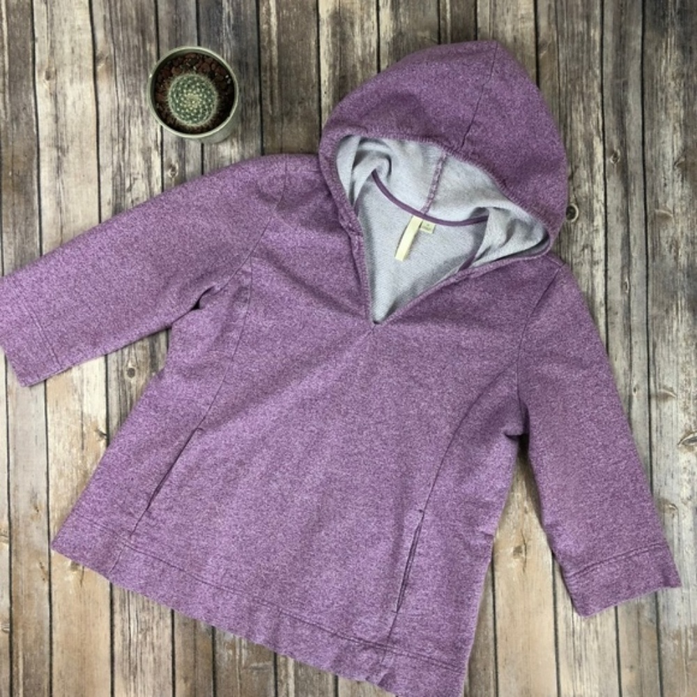 Pure Jill Hooded Pullover Sweatshirt 3/4 sleeve